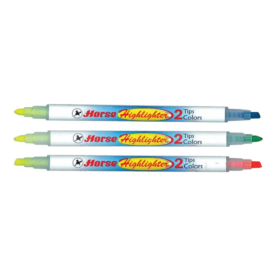ปากกาเน้นข้อความ 2 หัว 2 สี ตราม้า H-022
