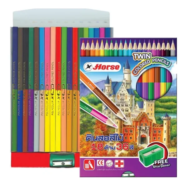 สีไม้ 2 หัว ตราม้า H-1836