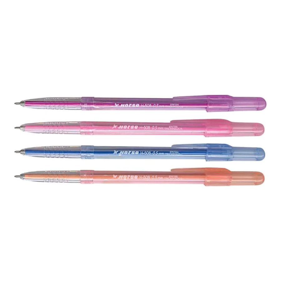 ปากกาลูกลื่นแบบปลอก ตราม้า H-508 Fancy