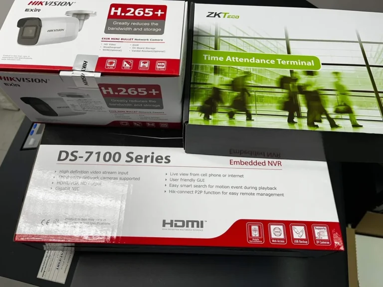 กล้องวงจรปิด HIKVISION และเครื่องสแกนลงเวลา ZKTeco